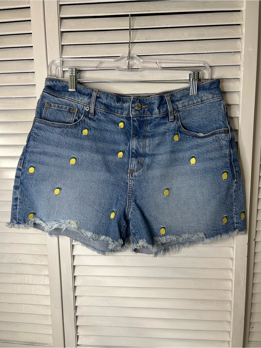 Loft Denim Lemon Embroidered High-Rise Women’s Shorts Size 29/8